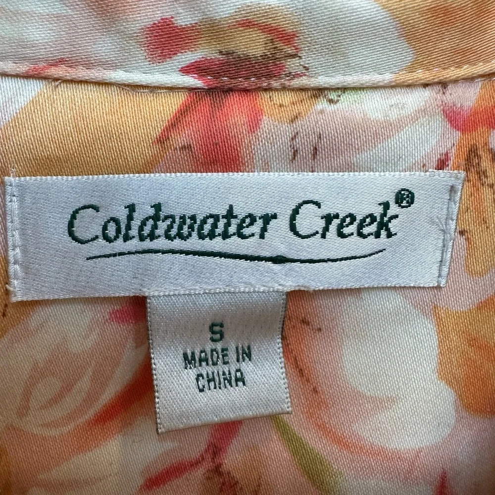 Coldwater Creek Chic Watercolor Floral Button-Front Spring Jacket  Blazer Size S